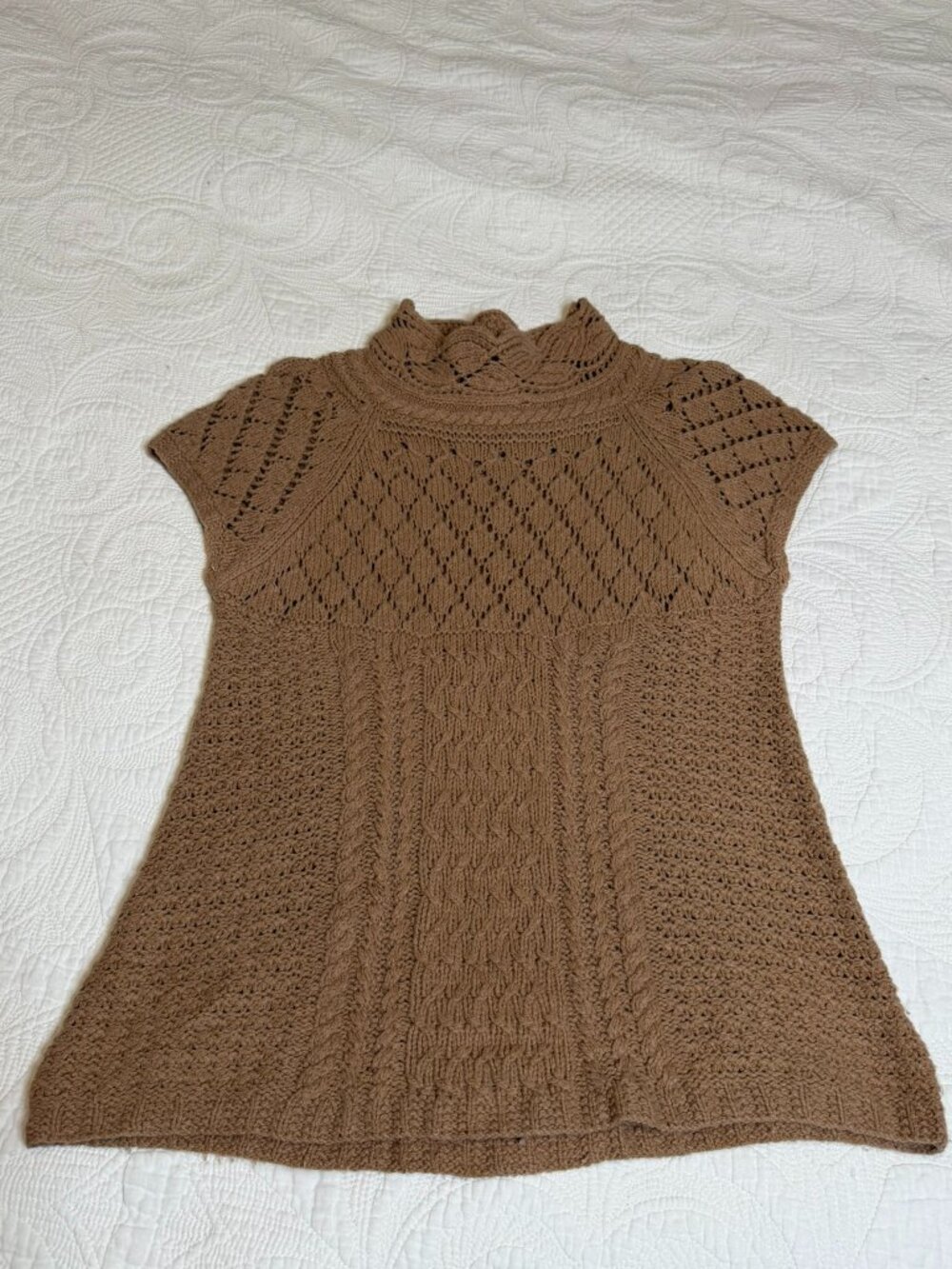 Sparrow Anthropologie Cable Knit Mock Neck Wool Cashmere Top M